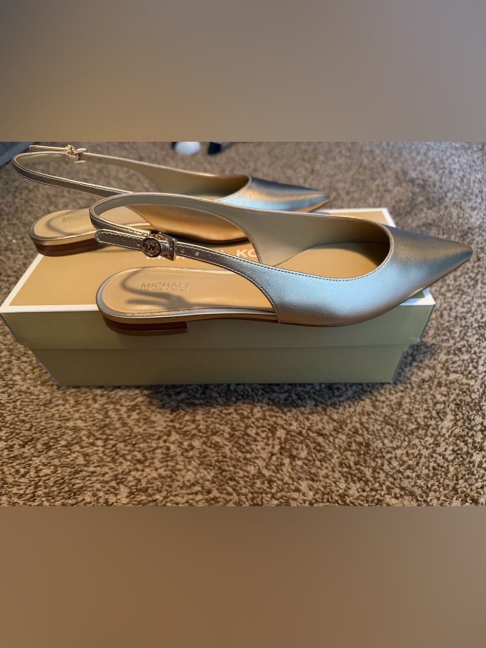 Michael Kors Amali Women’s Metallic Pale Gold Pointed Slingback Flats - Picture 3 of 4